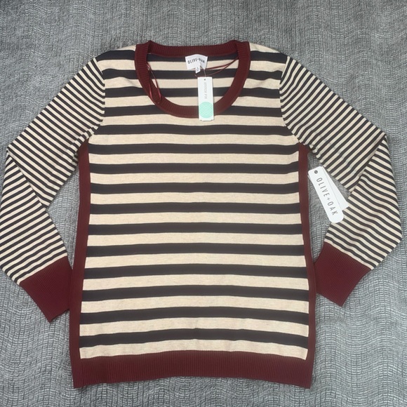 3/$30 Olive & Oak Maryanne Striped Pullover Sweater NWT Size X Large - Picture 5 of 13